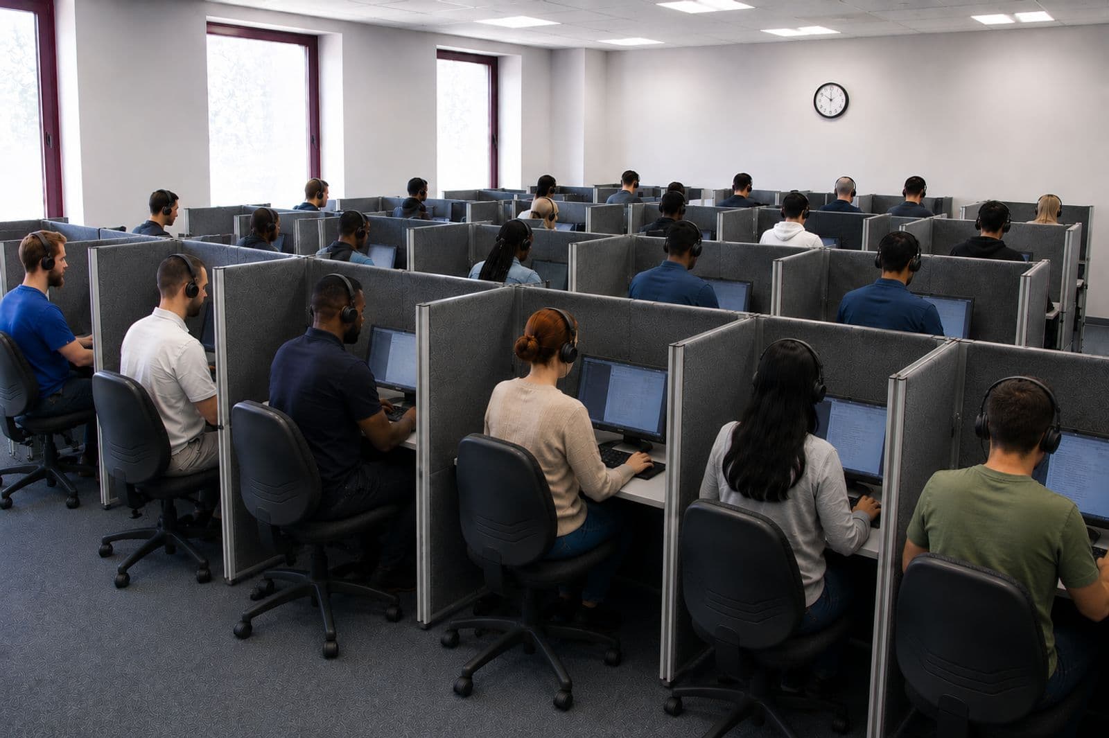 Candidates sitting an exam invigilated by MTS staff
